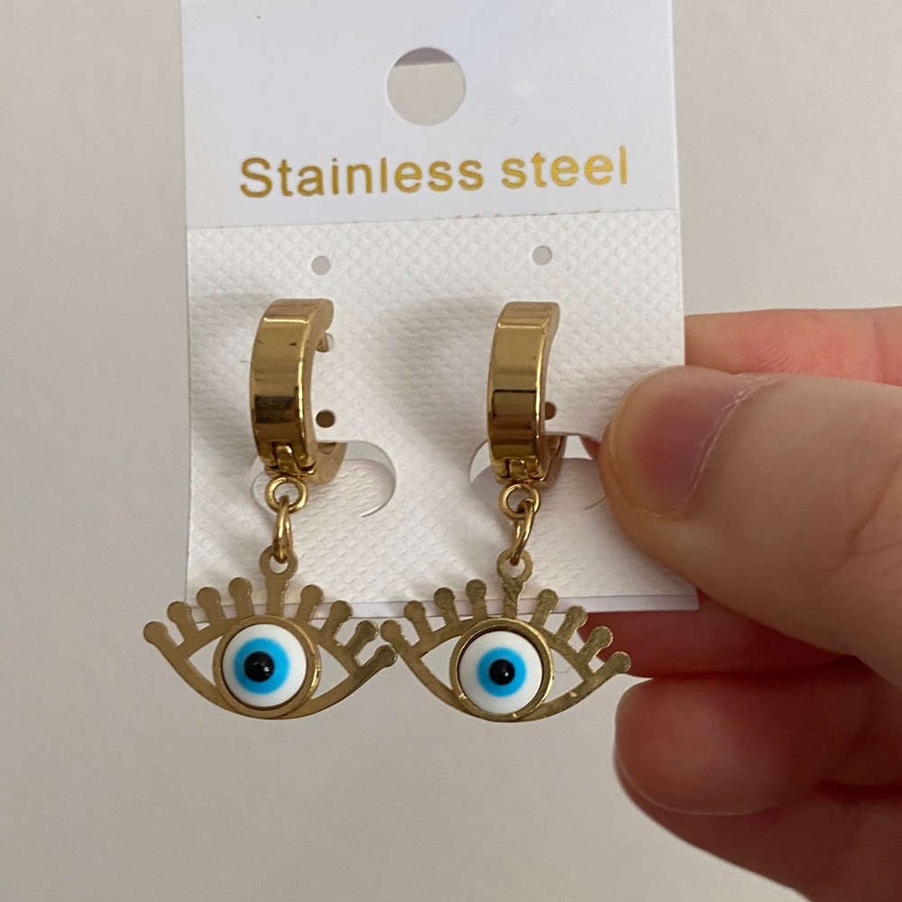 Gold Evil Eye Hoop Earrings